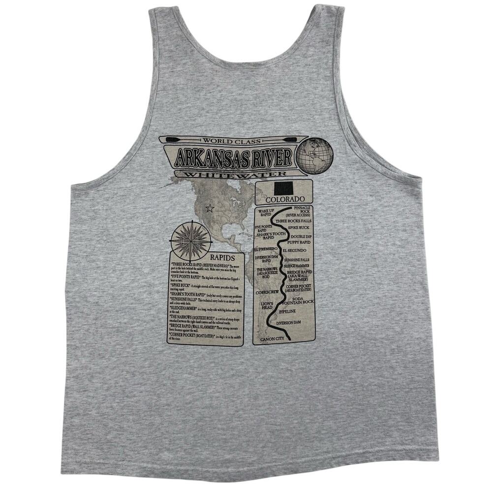 Vintage White Water Rafting Arkansas River Colorado Heather Gray Tank Top Large